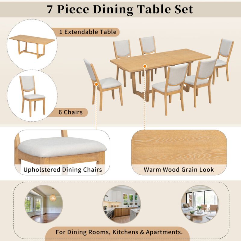 Toktes 7‑Piece Extendable Transitional Dining Set image number 4