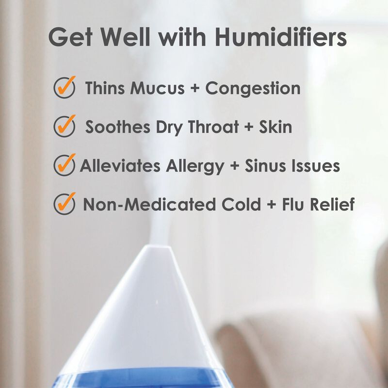 Drop Cool-Mist Humidifier, 1 Gal. - Clear & White image number 5
