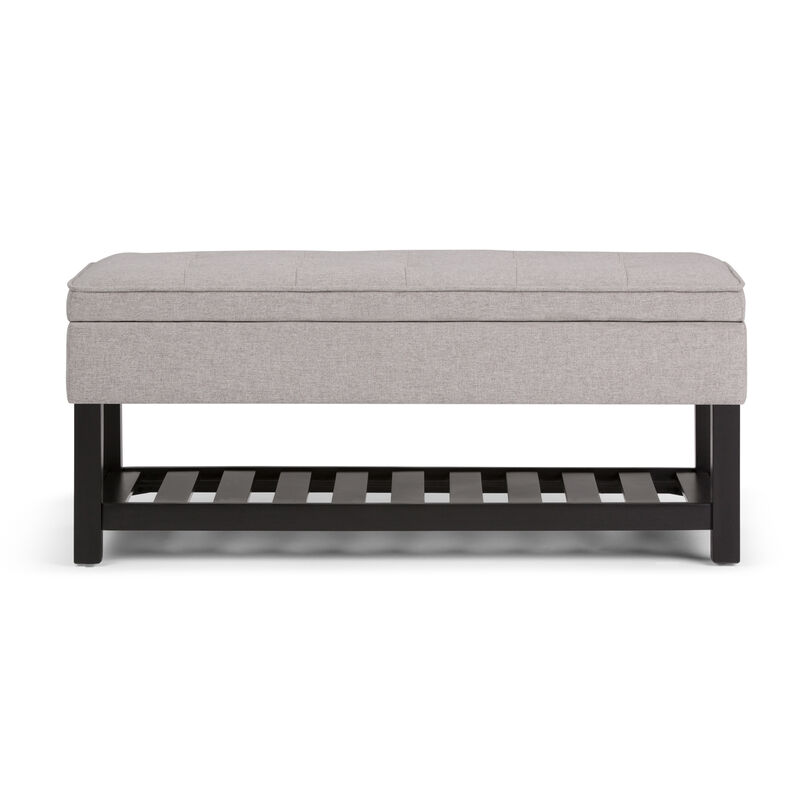 Cosmopolitan 44 inch Wide Transitional Rectangle Storage Ottoman Bench with Open Bottom in Cloud Grey Linen Look Fabric image number 1