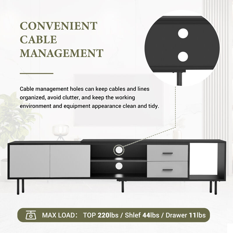 Merax Modern TV Stand for 80'' TV with 2 Doors