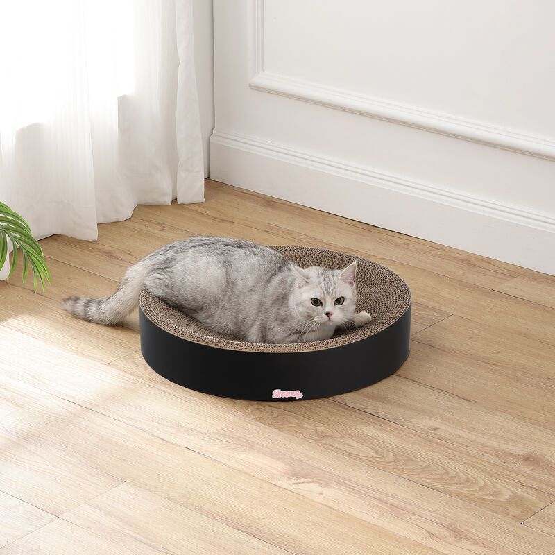 Nelson Modern Cardboard Round Bowl Cat Scratcher with Catnip