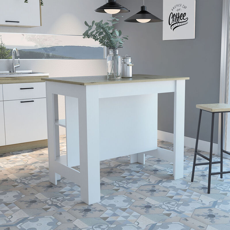 Streamdale Cala Kitchen Island, Four Legs, Three Shelves - White Light Oak image number 6