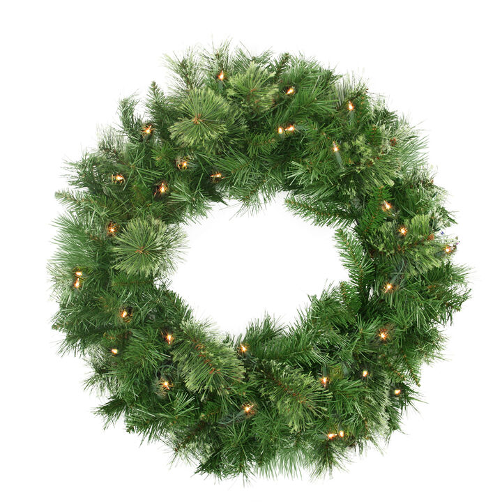 Pre-Lit Mixed Cashmere Pine Artificial Christmas Wreath - 24-Inch  Clear Lights