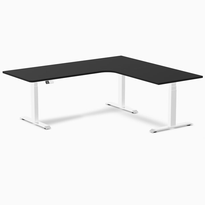 Desky L-Shape Curved Laminate Sit Stand Desk