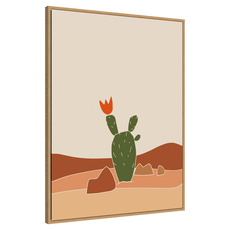 Southwest Cactus Bloom by Little Dean Framed Canvas Wall Art