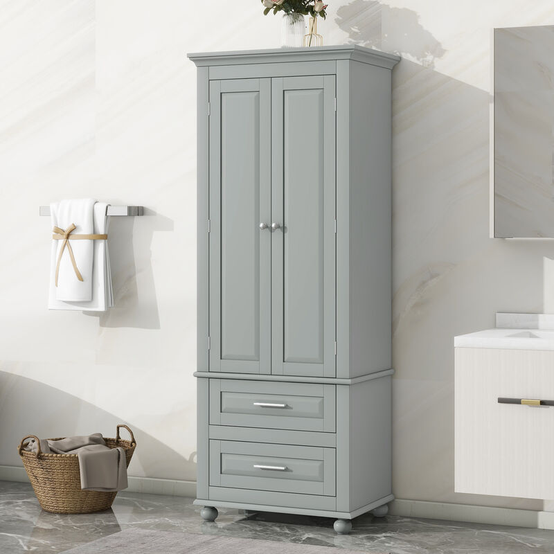 Whisen Verticle Tall Storage Cabinet with Two Drawers