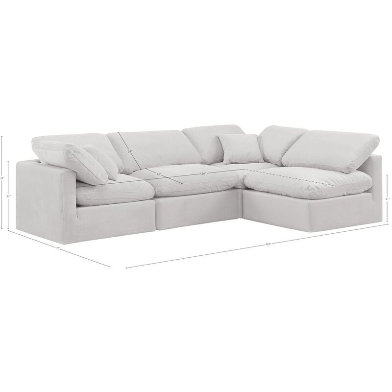 Meridian Furniture Indulge Cream Velvet Modular Sectional