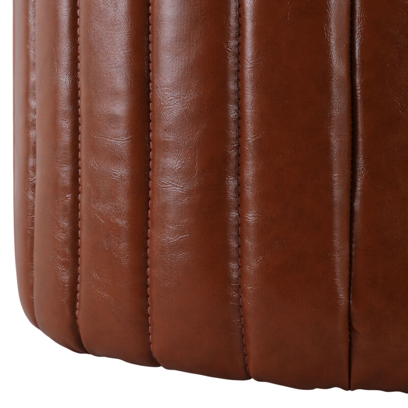 Channeled Faux Leather Ottoman image number 4