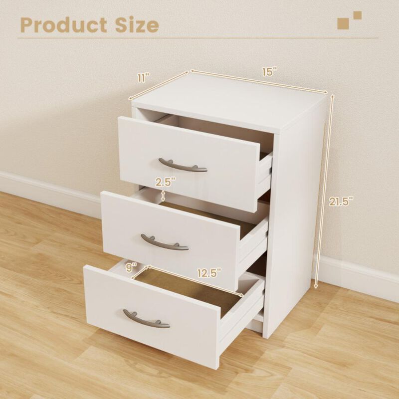 Hivvago 3 Drawer Nightstand with Storage for Living Room