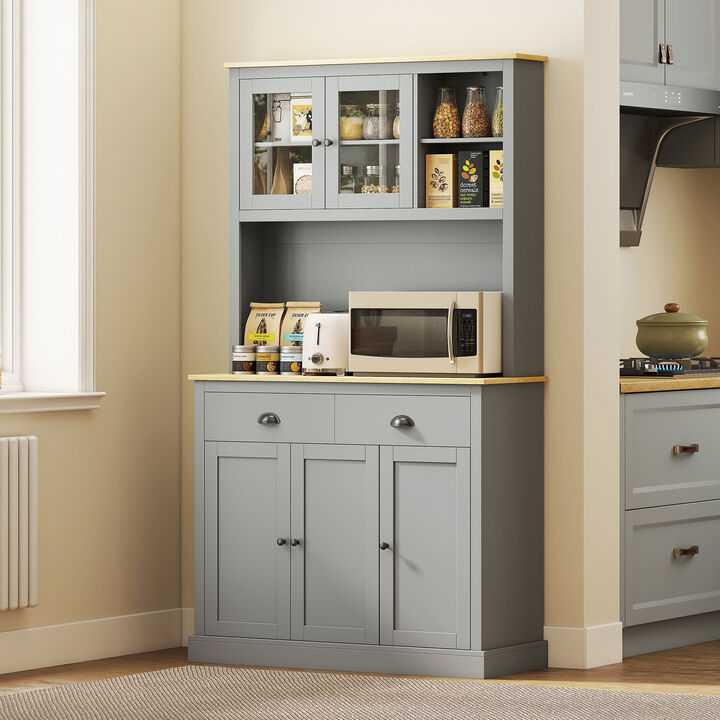 Hivvago Kitchen Storage Hutch with Adjustable Shelves