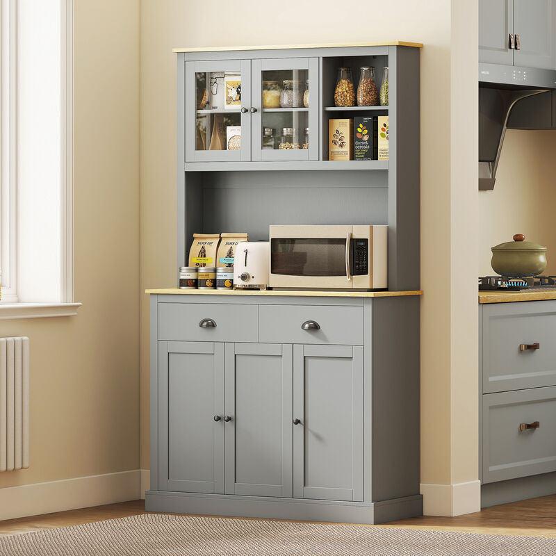 Hivvago Kitchen Storage Hutch with Adjustable Shelves image number 1