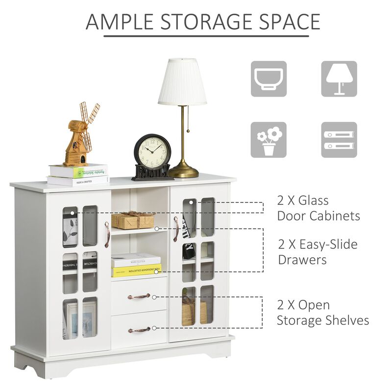White Modern Storage: Sideboard Cabinet with Glass Door for Kitchen