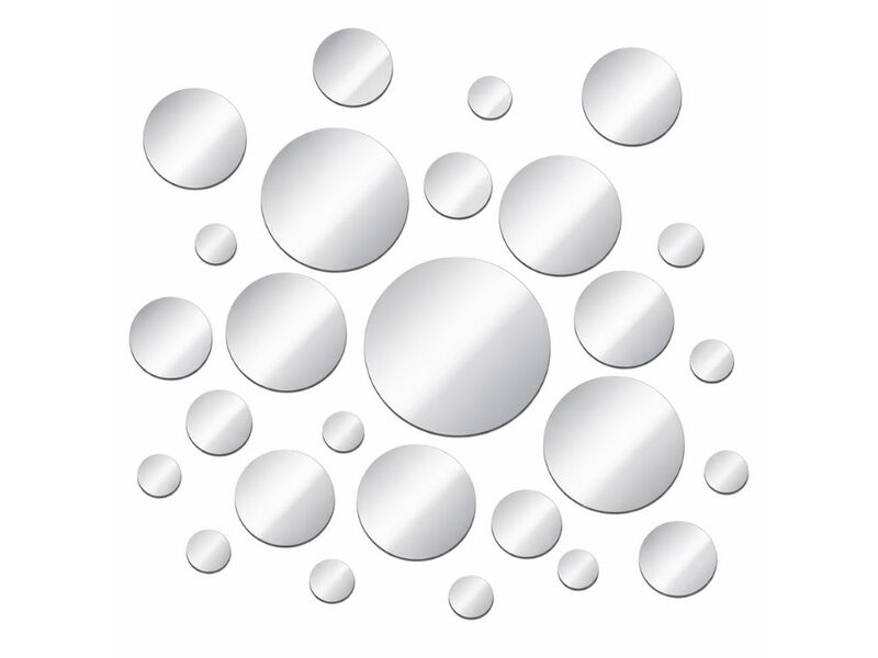 28-Piece Round Mirror Tile Set &ndash; Frameless Glass Wall D&eacute;cor with Adhesive image number 0