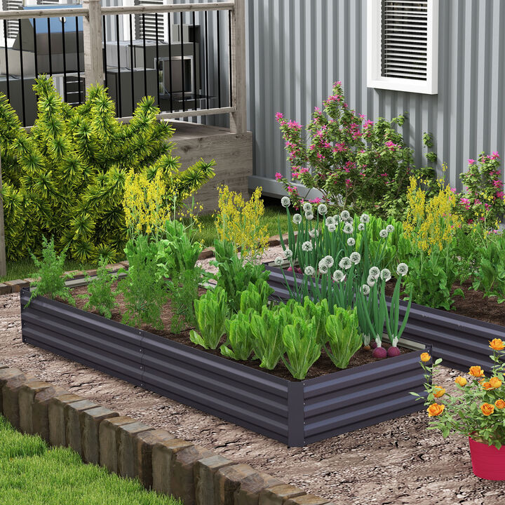 Hivvago Galvanized Raised Garden Bed 95" x 36" for Flowers and Herbs