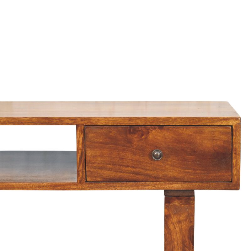 Artisan Furniture Solid Wood Tula 1 Drawer Chestnut Writing Desk , Brown image number 4