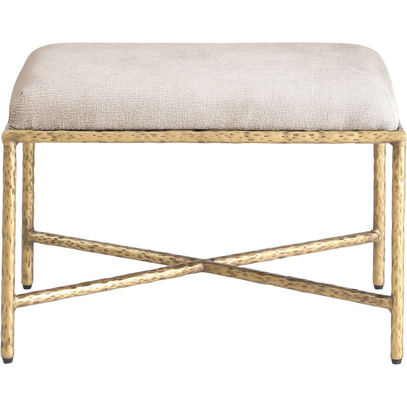 Meridian Furniture Valley Beige Chenille Fabric Bench
