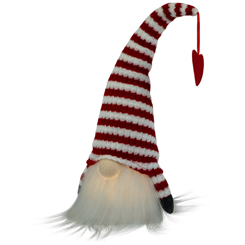 LED Lighted Striped Hat with Heart Valentine's Day Gnome - 12.5" image number 3
