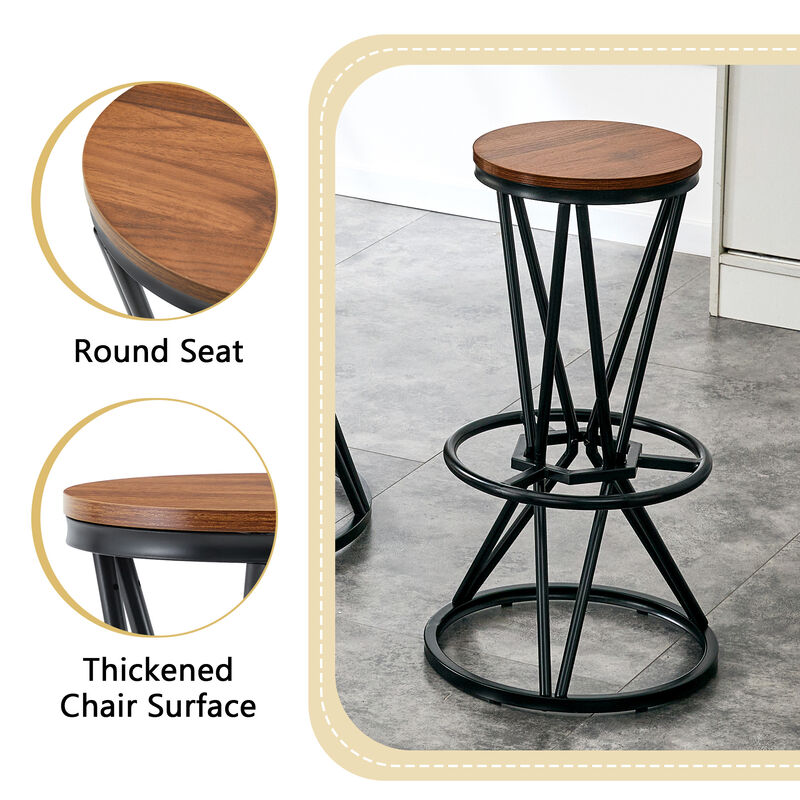 Whisen 31.5" Bar Set, 3-Piece MDF Metal Industrial Style for Home Kitchen image number 4