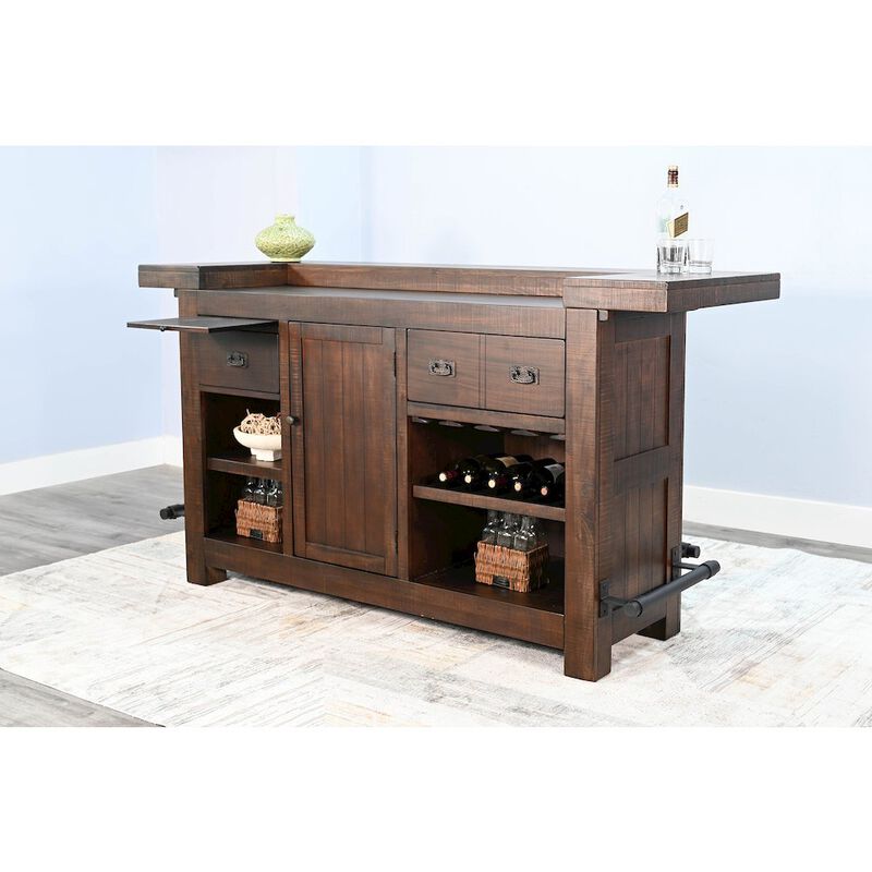 Sunny Designs 80" Traditional Wood Home Bar with Stools image number 4
