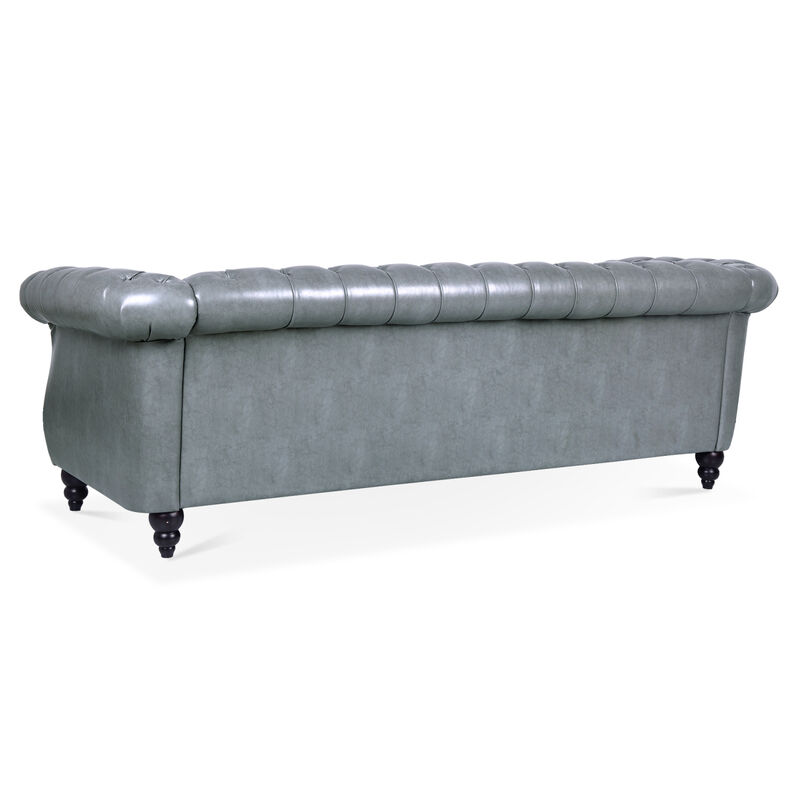 Rolled Arm Chesterfield 3 Seater Sofa. image number 7