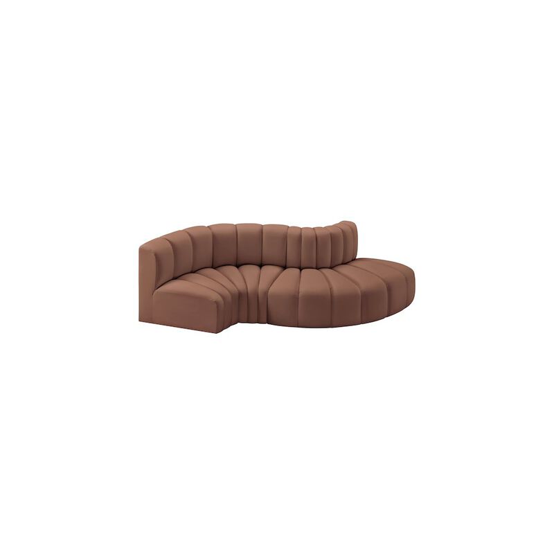 Meridian Furniture Arc Cognac Vegan Leather Modular Sofa