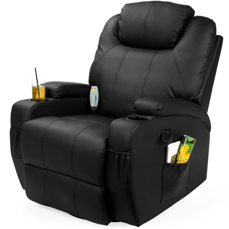 Swivel Heat & Massage Recliner Chair 5 Modes Remote Control