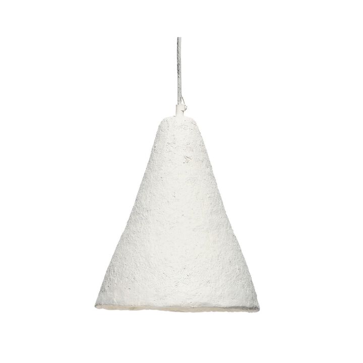 Zoe 96 Inch Pendant Chandelier, Modern Paper Mache Cone Shape, Beige - Benzara