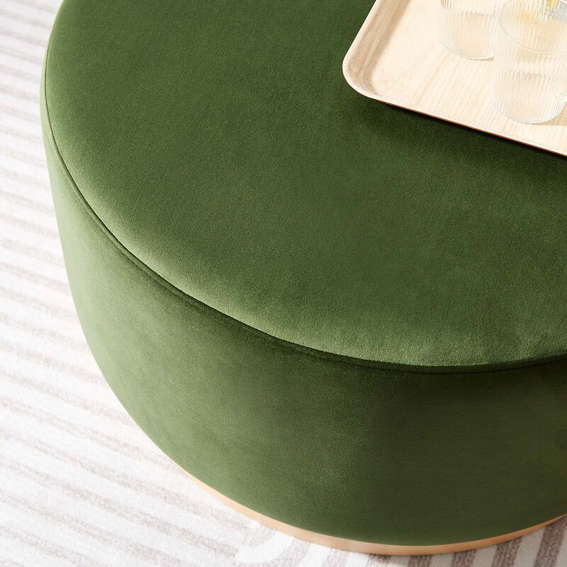 Tilden Large 29" Round Performance Velvet Upholstered Ottoman image number 6