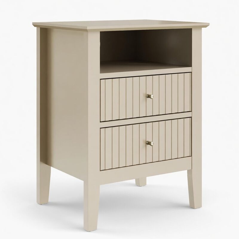 18" Assembled Fluted Nightstand 2-Drawer Gold Knobs image number 0