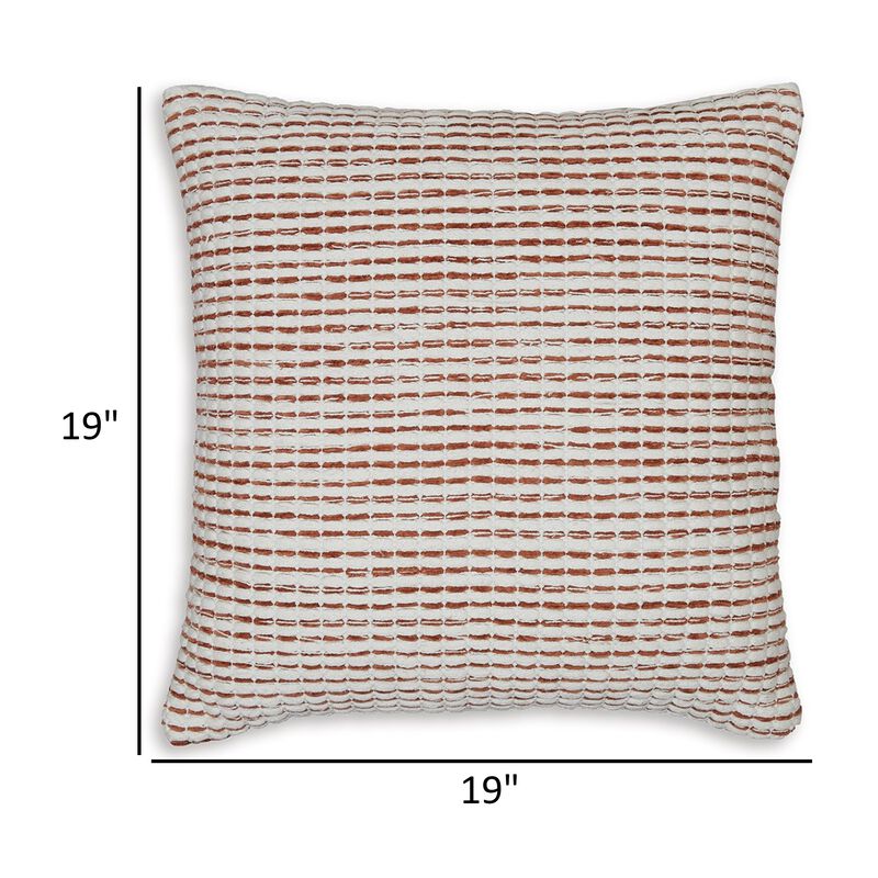 Lien 19 Inch Throw Pillow Set of 4, Striped Design, White Brown Cotton image number 5