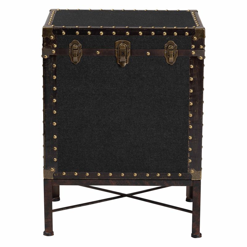 Baxton Studio Laura Vintage Black Canvas Lift Top Trunk End Table
