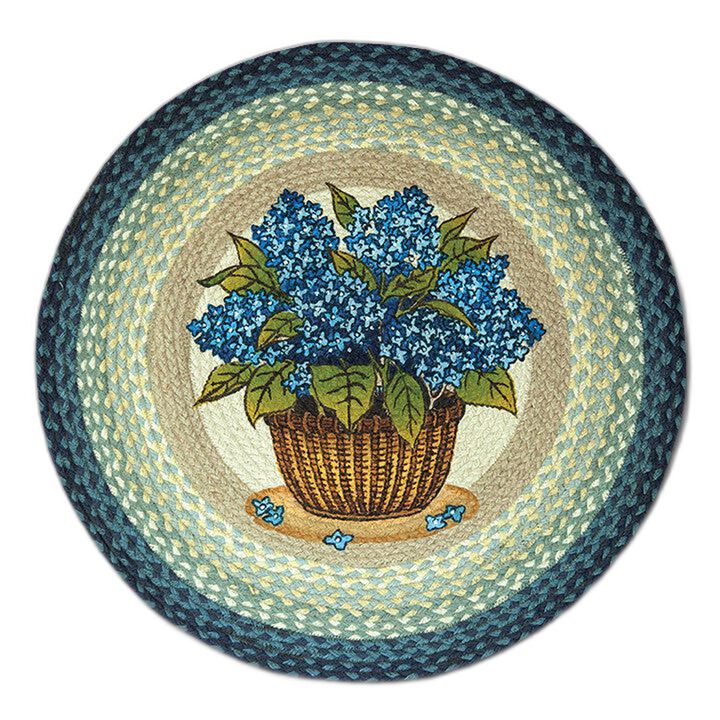 Earth Rugs Rp-362 Blue Hydrangea Round Patch 27 X 27