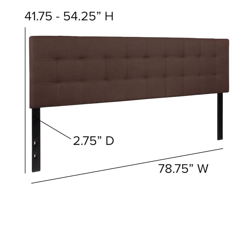 Flash Furniture Tufted Upholstered King Size Headboard in Dark Brown Fabric image number 2