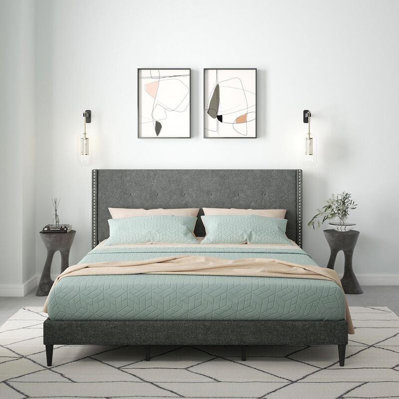 Rize Home Upholstered Complete Bed King Gray image number 5