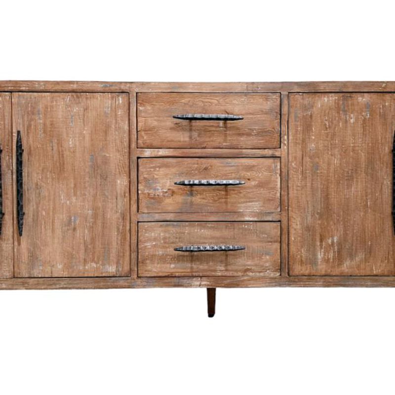 Tuley Sideboard Buffet Cabinet, 3 Drawers, 2 Cabinets, Brown, 91 Inch