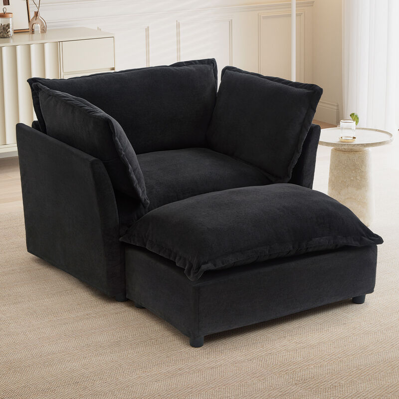 Merax Modern Armchair Sofa with Movable Ottoman