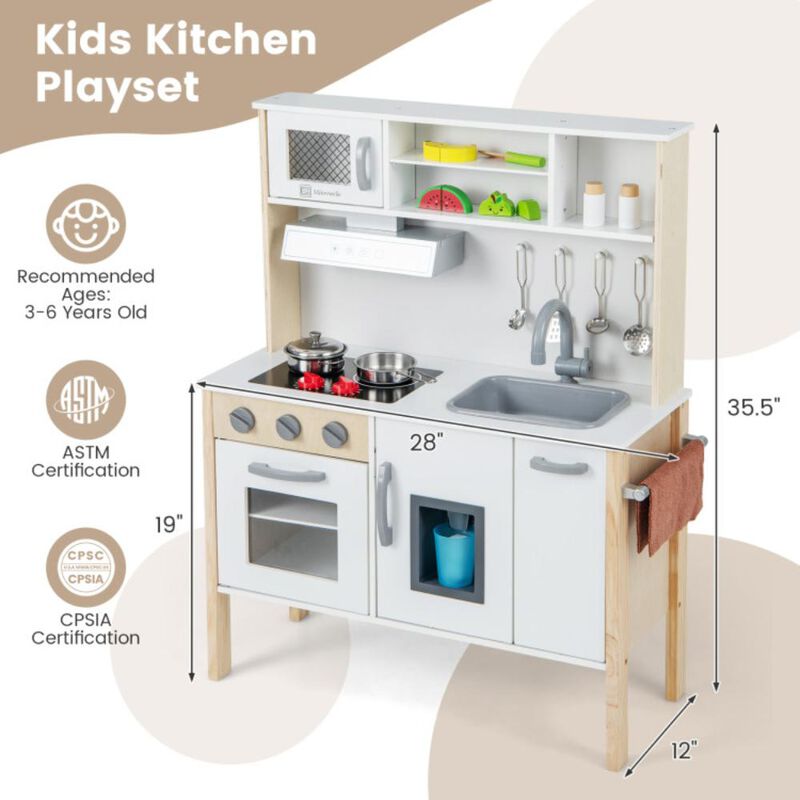 Hivvago Wooden Pretend Play Kitchen Set for Toddlers