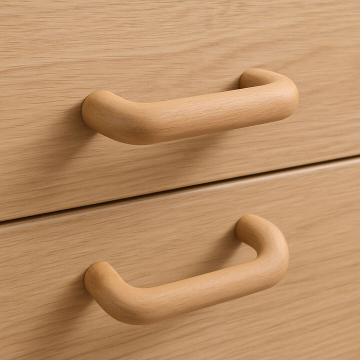 HomeRoots Set of Two Brown Wood C Shape Drawer Pull Knobs