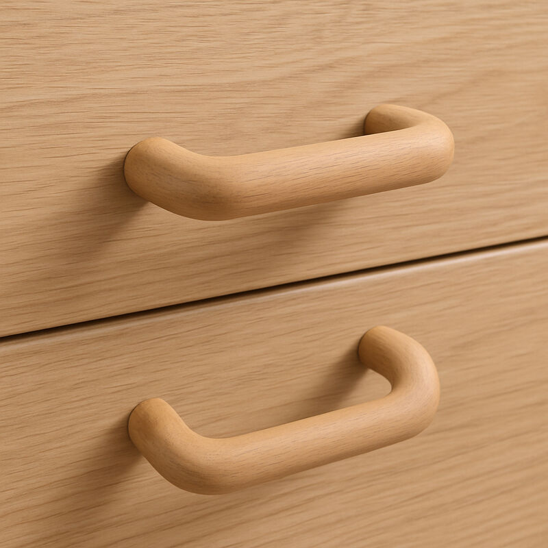 HomeRoots Set of Two Brown Wood C Shape Drawer Pull Knobs image number 1