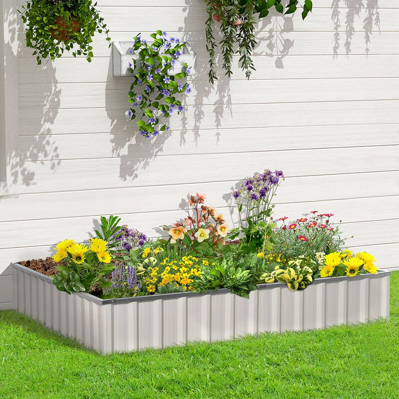 Outsunny 8.5' x 3' x 1' Raised Garden Bed, Galvanized Metal Planter Box for Vegetables Flowers Herbs, White