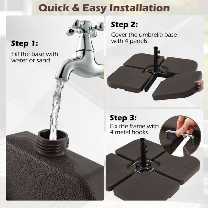 20 Inch Patio Offset Water Filled Plate Umbrella Base Sand-Coffee image number 4
