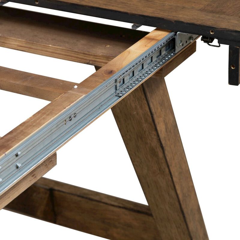 Liberty Furniture Carolina Park Trestle Table for Dining Room - Self Storing Leaf - Amber Brown image number 6