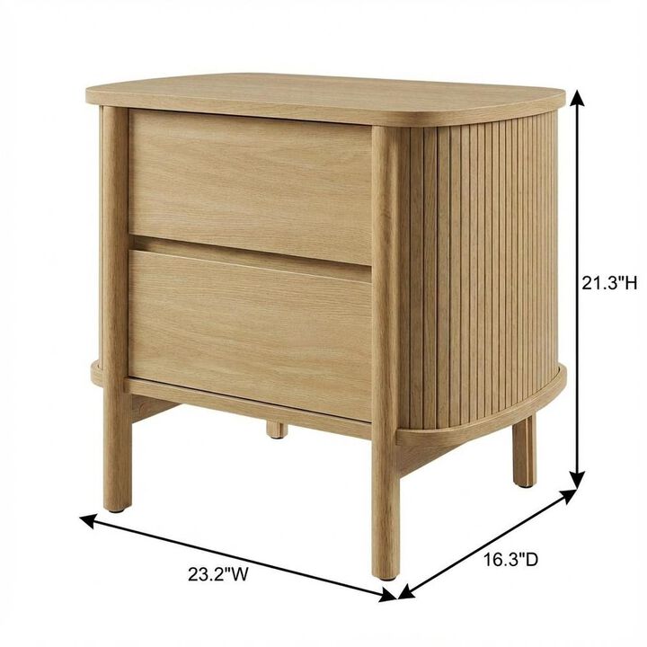 Nightstand with Modern Design and Compact Storage in Brown Finish