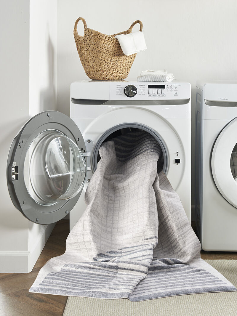 Astra Machine Washable ASW03 Ivory/Blue 3'3" x 5' Rug