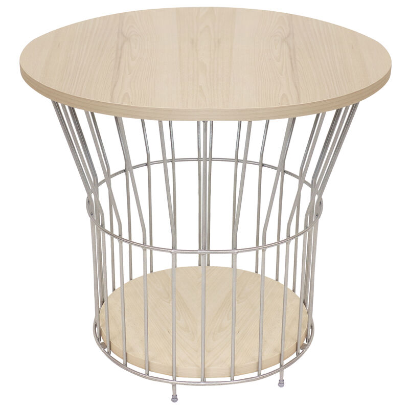 Sunnydaze Wire Pedestal End Table with MDF Pull-Open Tabletop