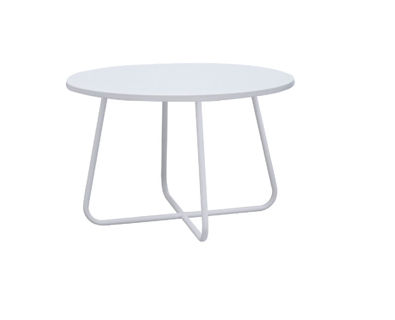 HomeRoots 28" White Wood And Metal Round Cross Legs Coffee Table image number 0