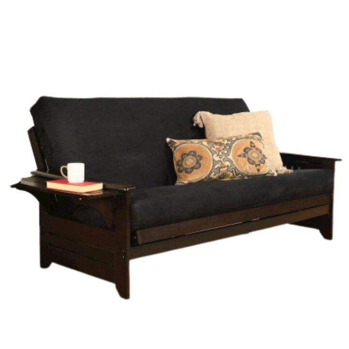 Phoenix Frame Queen-Espresso Finish-Suede Black Mattress