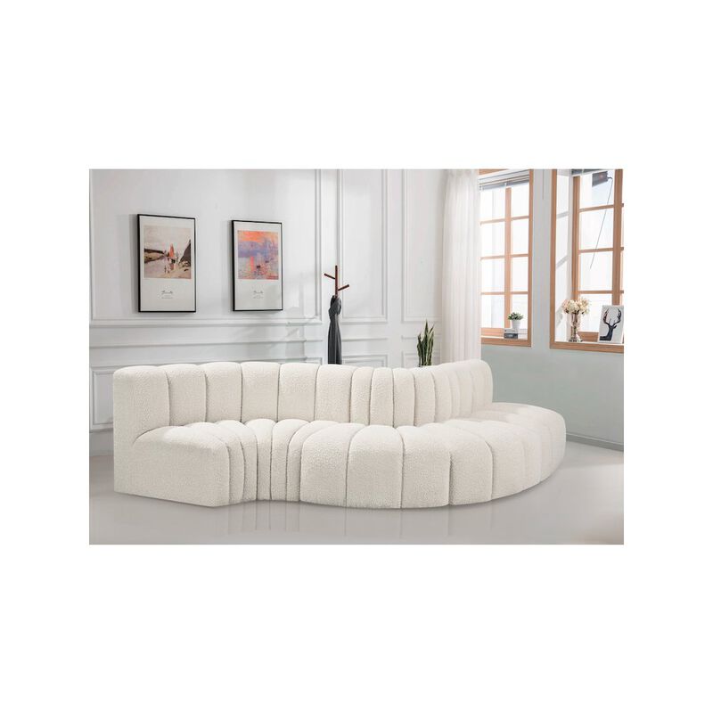 Meridian Furniture Arc Cream Boucle Fabric Modular Sofa
