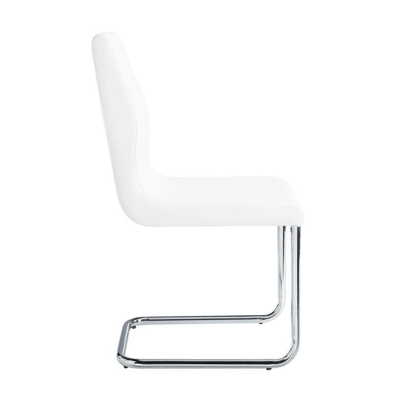 Palton Side Chair (Set of 2), White PU & Chrome Finish