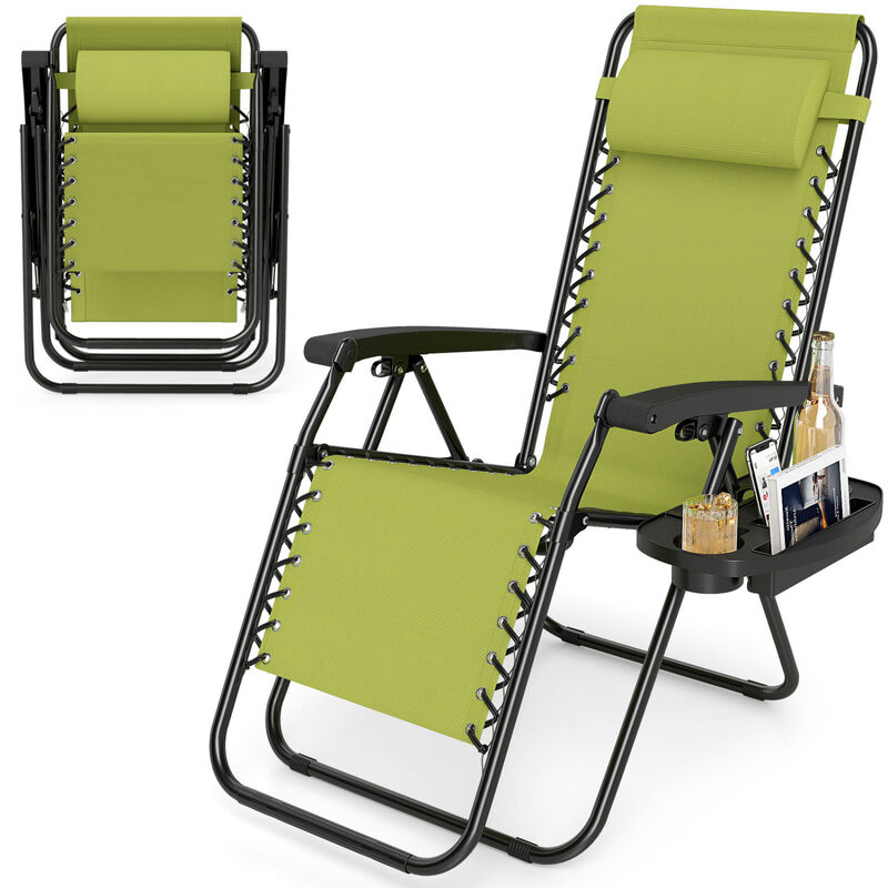 Outdoor Zero Gravity Chairs with Cup Holder and Adjustable Back image number 3